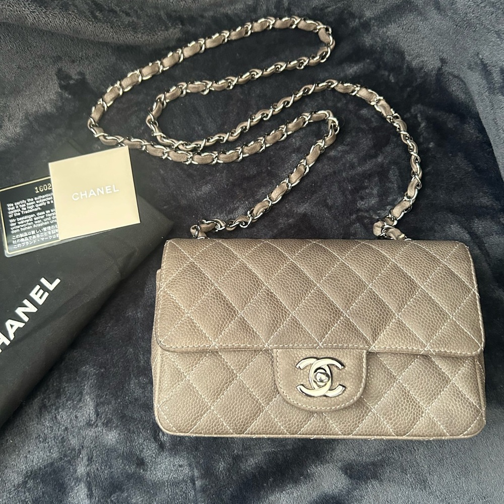 Chanel classic rectangle mini bag - gray caviar